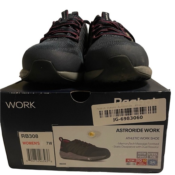 Reebok Astroride RB308 Steel Toe Shoes Sneaker 7W Women Navy Purple - Picture 14 of 15
